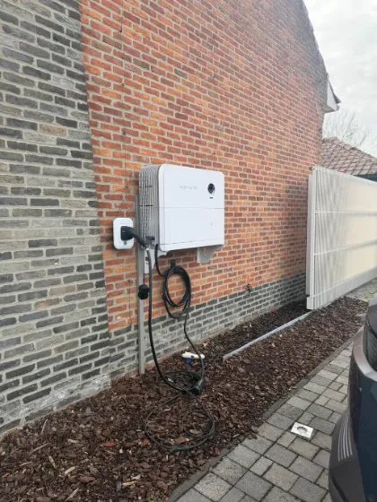 Omvormer met laadpunt zijgevel