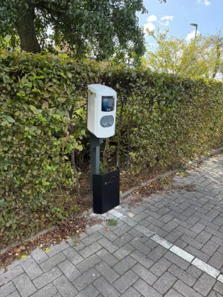 Laadpaal op paal parking haag
